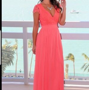 Long coral dress